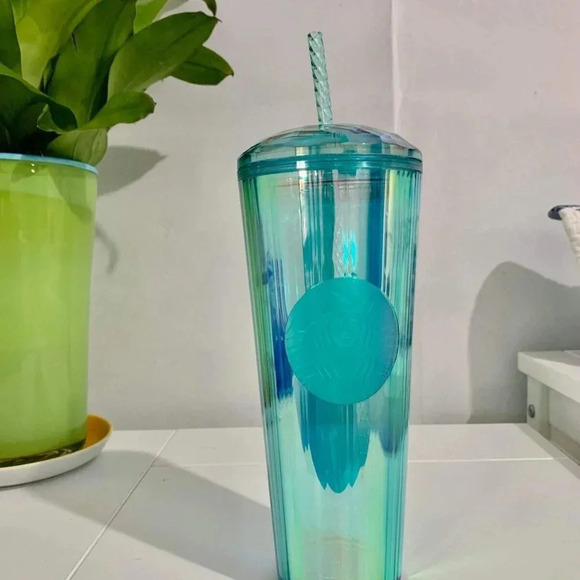 NEW Starbucks Asia Limited Turquoise Blue Cold Tumbler , Dome Lid + Straw - Picture 3 of 4